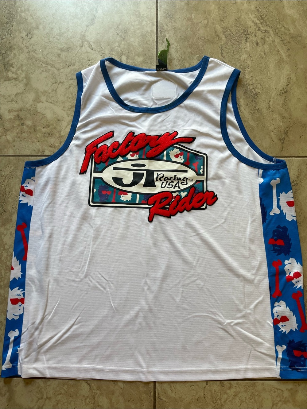 Men's White & Blue Sleeveless Tank